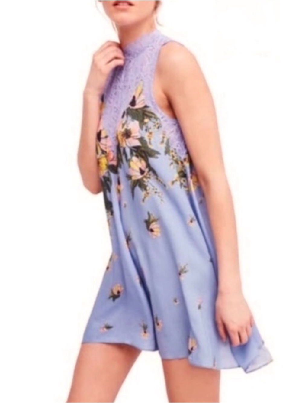 Free People Marsha Lace Slip Dress Periwinkle Small